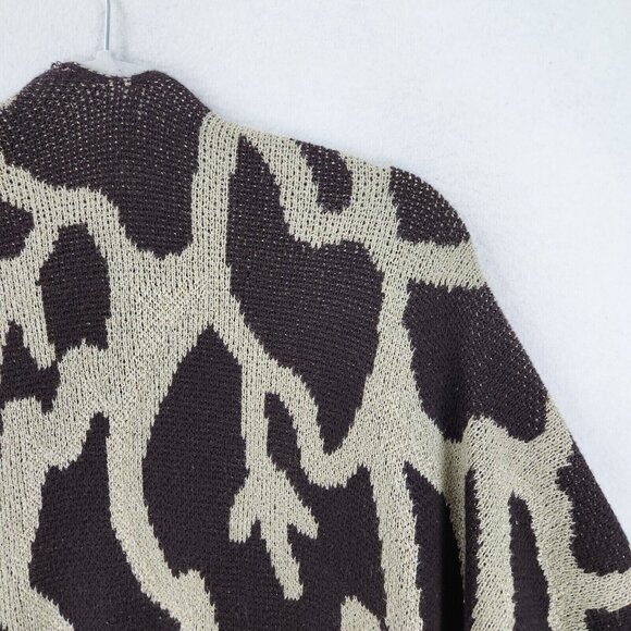 Chicos Sweater Womens One Size Tan Brown Gold Shawl Cardigan Cape Knit Shimmer - Picture 13 of 16